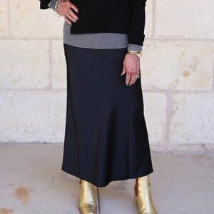 Saint Art Talia Charmeuse Maxi Skirt Black